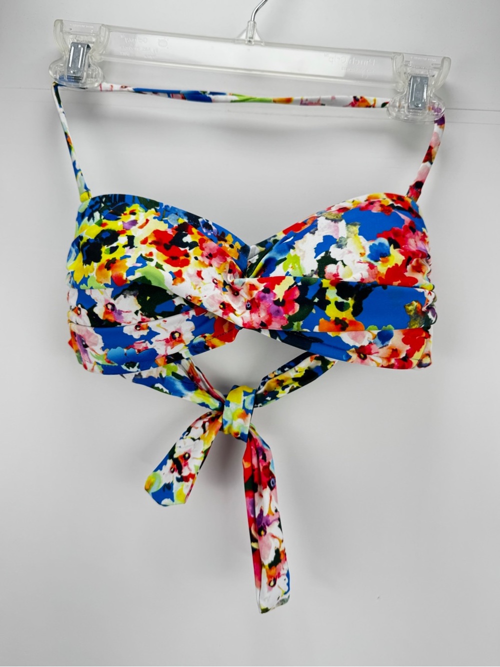 La Blanca Multicolor Floral Twist Bandeau Bikini Top